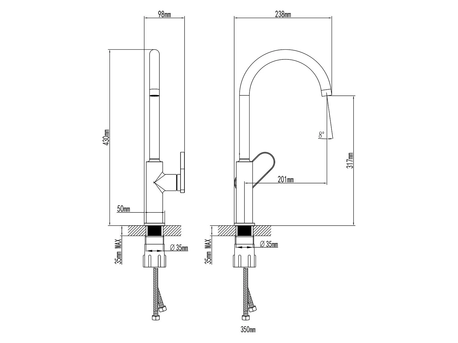 Duschwell Spültischarmatur Black, Mit Neoperl Luftsprudler 3 Duschwell Spültischarmatur Black, Mit Neoperl Luftsprudler – Bild 3
