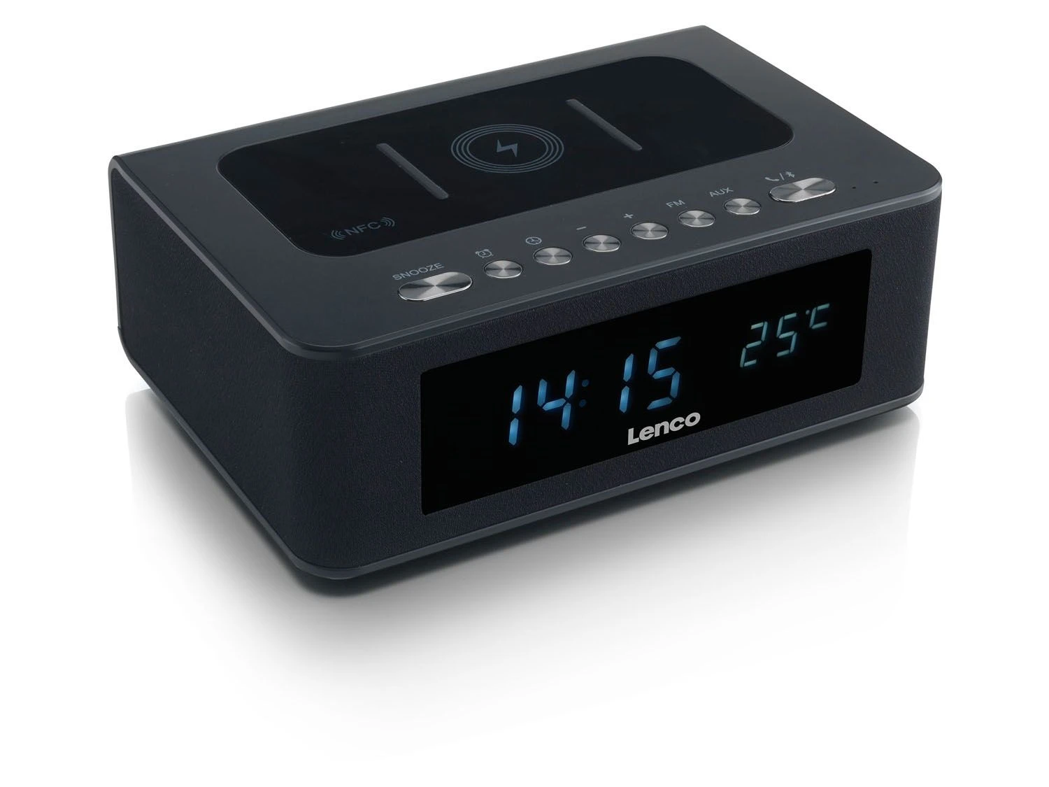 Lenco CR-580 Uhrenradio/Radio Mit Bluetooth Und QI-Wireless-Charging 2 Lenco CR-580 Uhrenradio/Radio Mit Bluetooth Und QI-Wireless-Charging – Bild 2