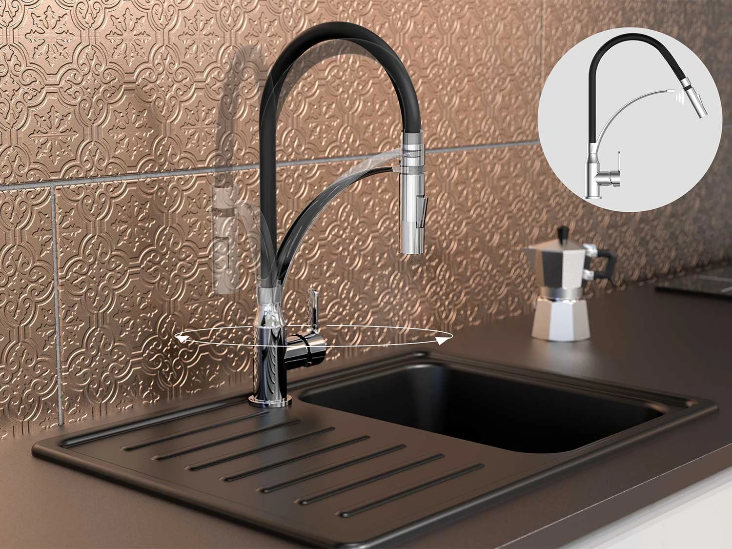 Eisl Küchenarmatur »CARNEO«, Mit Geschirrbrause, Wechselbarer Schlauch 7 Eisl Küchenarmatur »CARNEO«, Mit Geschirrbrause, Wechselbarer Schlauch – Bild 7