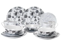 VanWell Porzellan Kombiservice 16 Tlg. Digitaldruck Floral