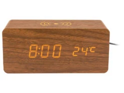 AURIOL® Digitaler Holzwecker Mit Qi®-Ladestation, Dekoratives Holzgehäuse