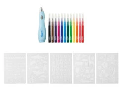 Crelando® Airbrush-Starterset, Sprühstift, Filzstifte Und Schablonen