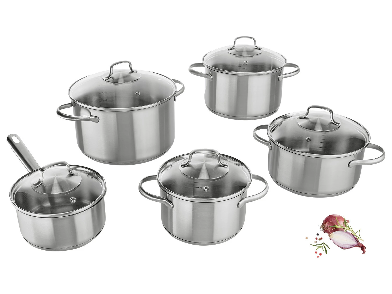 ERNESTO® Edelstahl-Topf-Set, 10-teilig 1 ERNESTO® Edelstahl-Topf-Set, 10-teilig