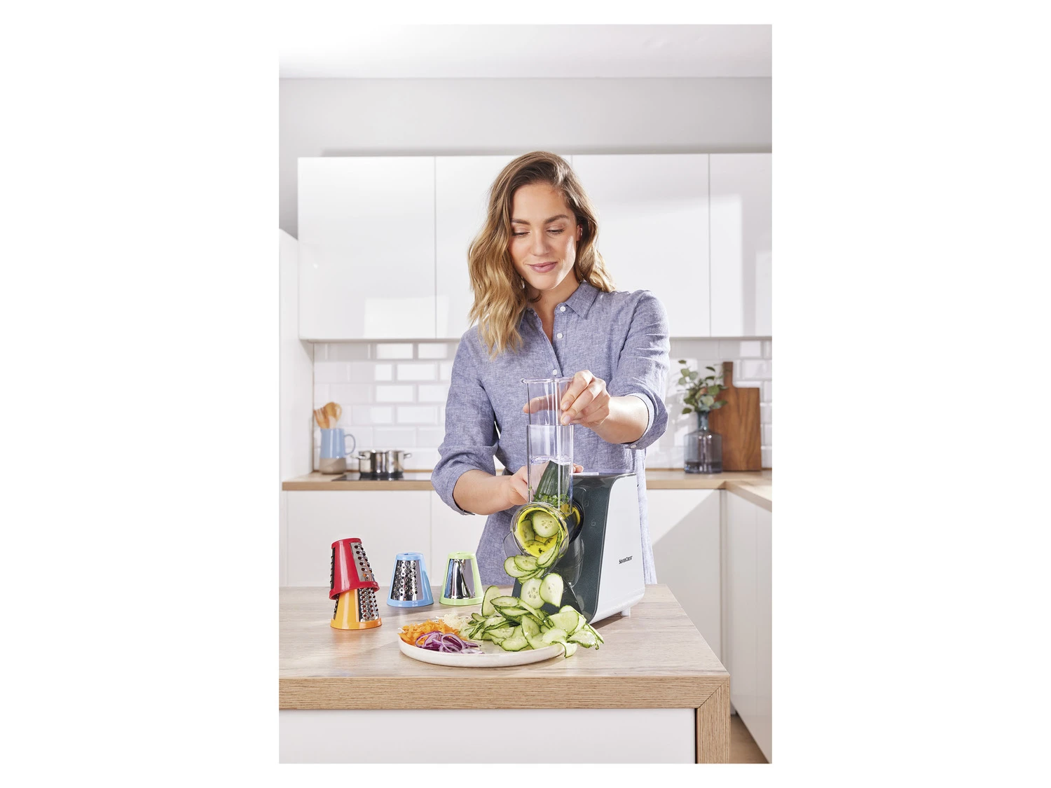 SILVERCREST® KITCHEN TOOLS Elektrische Gemüseraspel »SGR 150 E2«, 5-in-1 2 SILVERCREST® KITCHEN TOOLS Elektrische Gemüseraspel »SGR 150 E2«, 5-in-1 – Bild 2