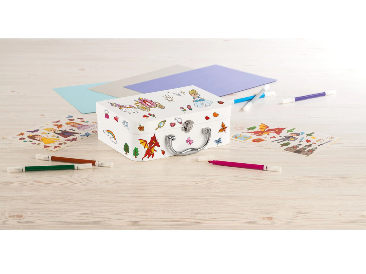 Crelando® Kinder Bastelkoffer Mit 12 Fasermalern 1 Crelando® Kinder Bastelkoffer Mit 12 Fasermalern