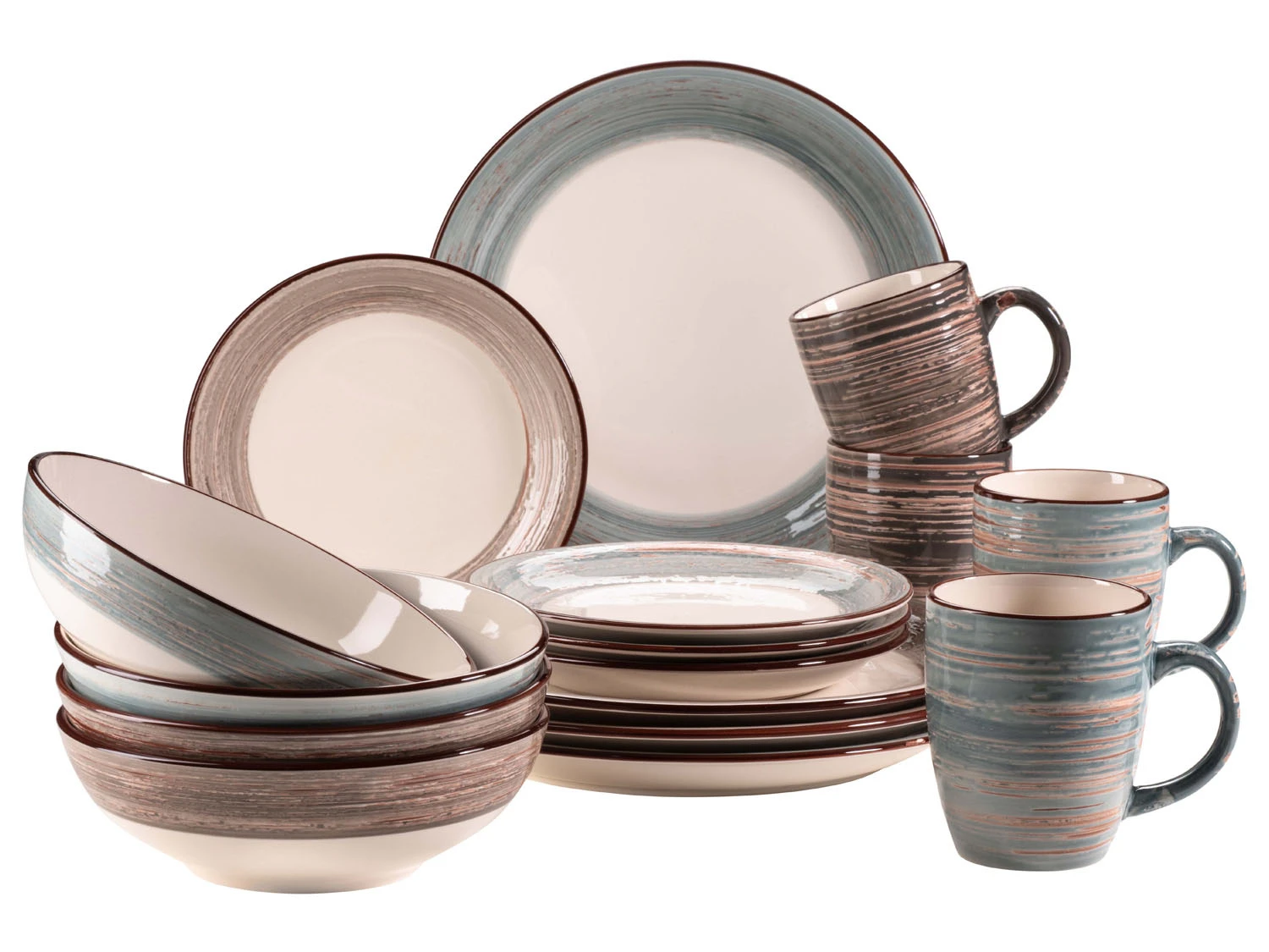 MÄSER Geschirr-Set »Duole«, Braun/blau, 16-teilig 1 MÄSER Geschirr-Set »Duole«, Braun/blau, 16-teilig