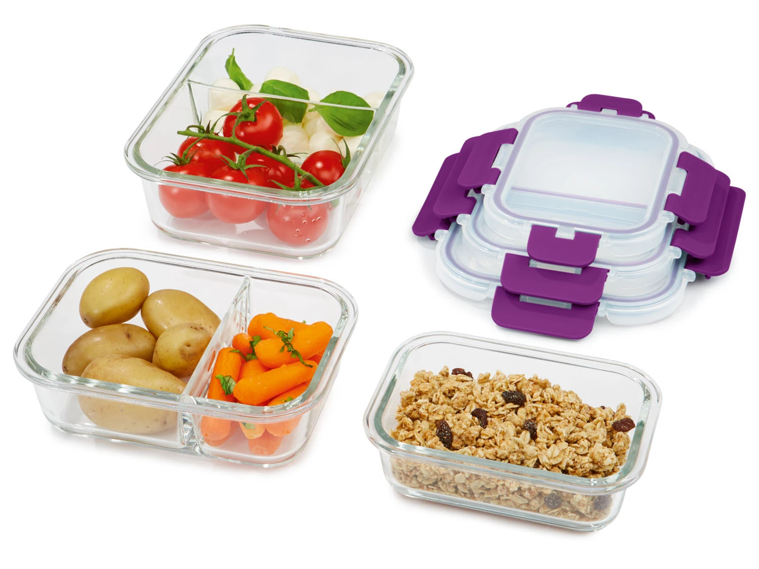 ERNESTO® Frischhaltedosen-Set, 3-teilig, Grün/lila 2 ERNESTO® Frischhaltedosen-Set, 3-teilig, Grün/lila – Bild 2