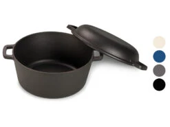 ECHTWERK 2 In 1 Set - Kochtopf Und Deckel Gusseisen