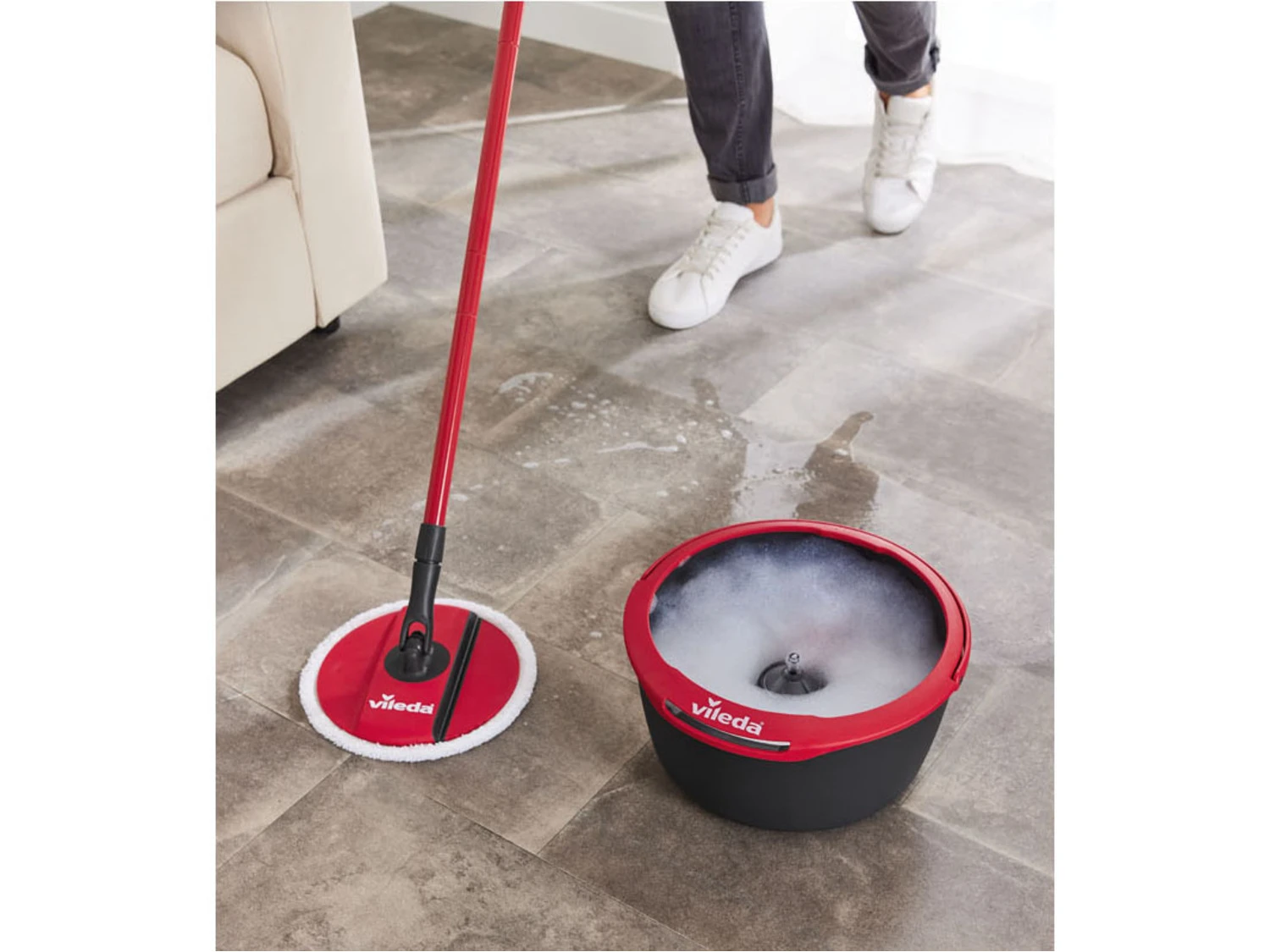 Vileda Rotations-Flachwischer »Spin And Clean«, Mit Abstreifmechanik 3 Vileda Rotations-Flachwischer »Spin And Clean«, Mit Abstreifmechanik – Bild 3