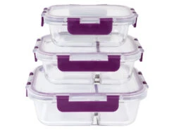 ERNESTO® Frischhaltedosen-Set, 3-teilig, Grün/lila