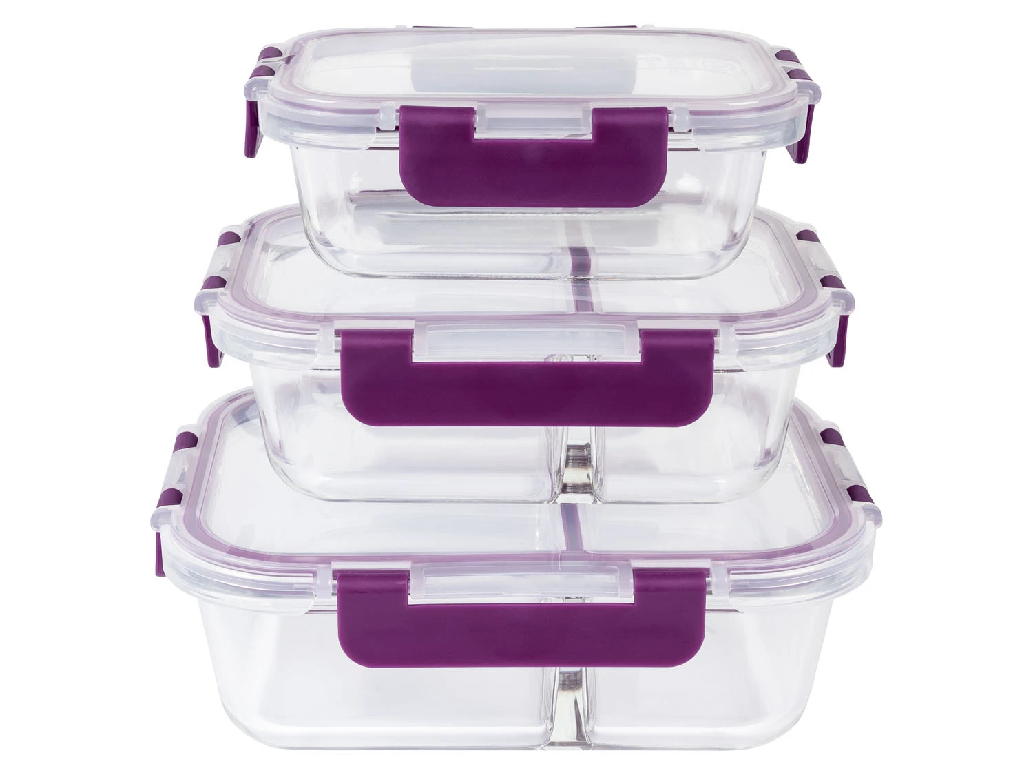 ERNESTO® Frischhaltedosen-Set, 3-teilig, Grün/lila 1 ERNESTO® Frischhaltedosen-Set, 3-teilig, Grün/lila